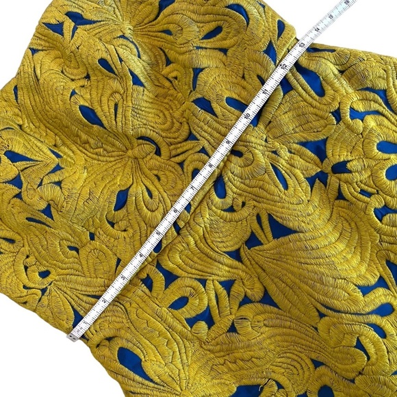 Sachin & Babi Dress Strapless Silk Bubble Mini Shift Women's Yellow Blue Size 4 - Picture 12 of 15